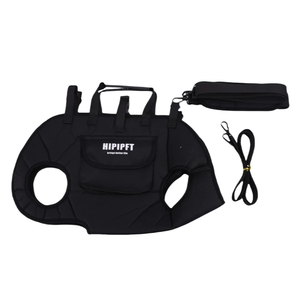 Dog backpack carrier set in black with carrying straps and included accessories