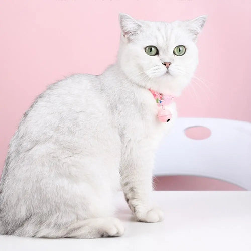 Cartoon Cat Collar Adjustable Kitten Necklace Bell Pendant