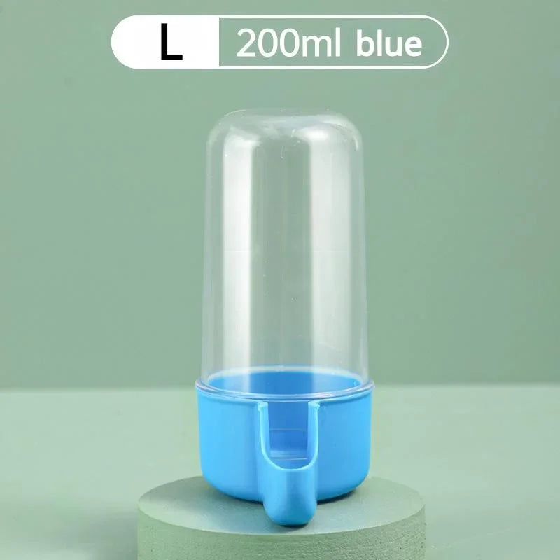 Large hanging bird feeder water dispenser, 200ml blue clear bottle