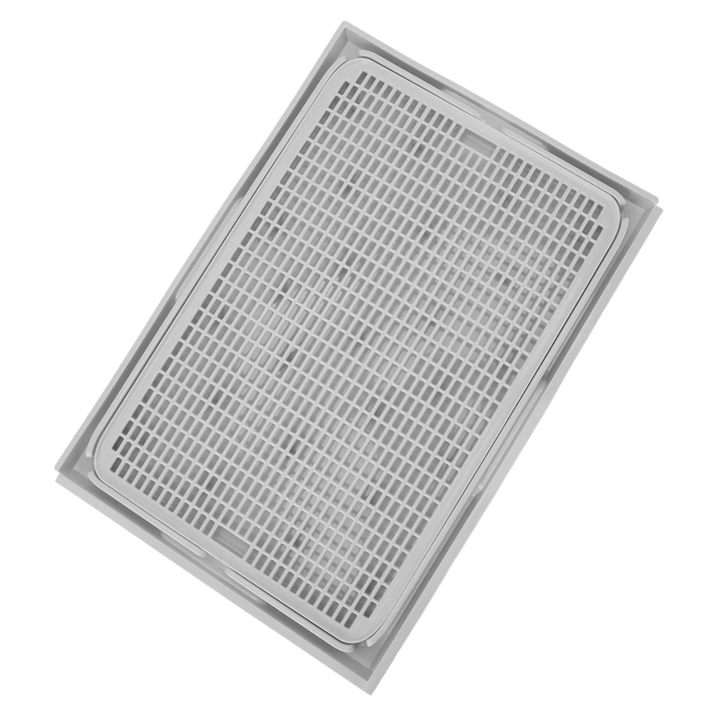 Double-layer cat litter catcher mat, gray with raised grid insert