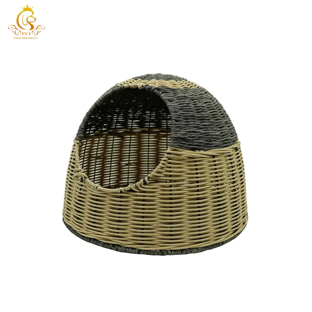 Rattan Pet House for Small Dogs Cats Cute Animal Home