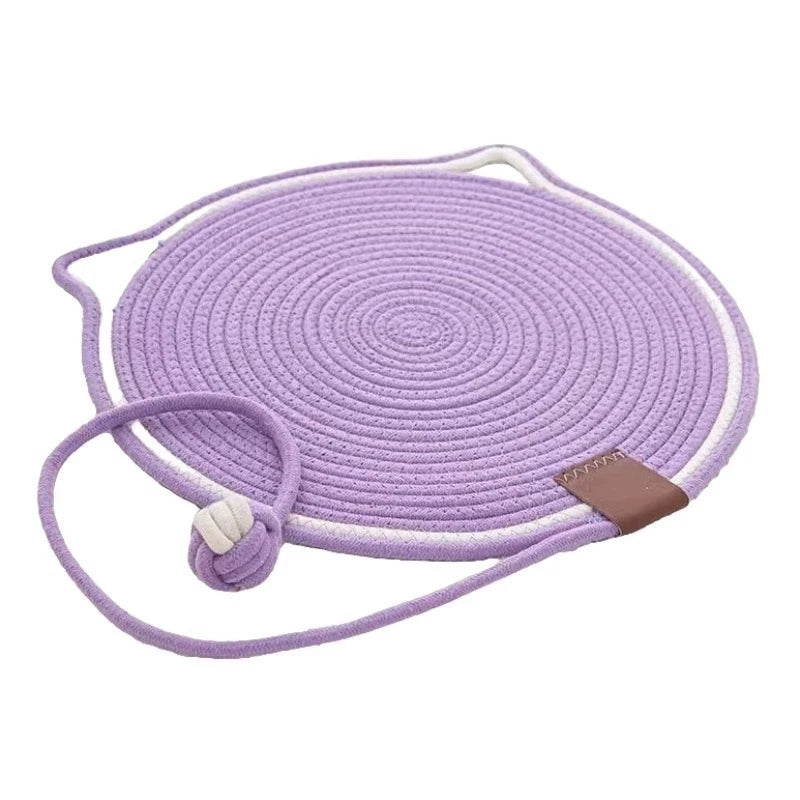 Cotton Rope Cat Scratcher Mat with Self-Play Ball - 2-in-1 Sleeping Pad