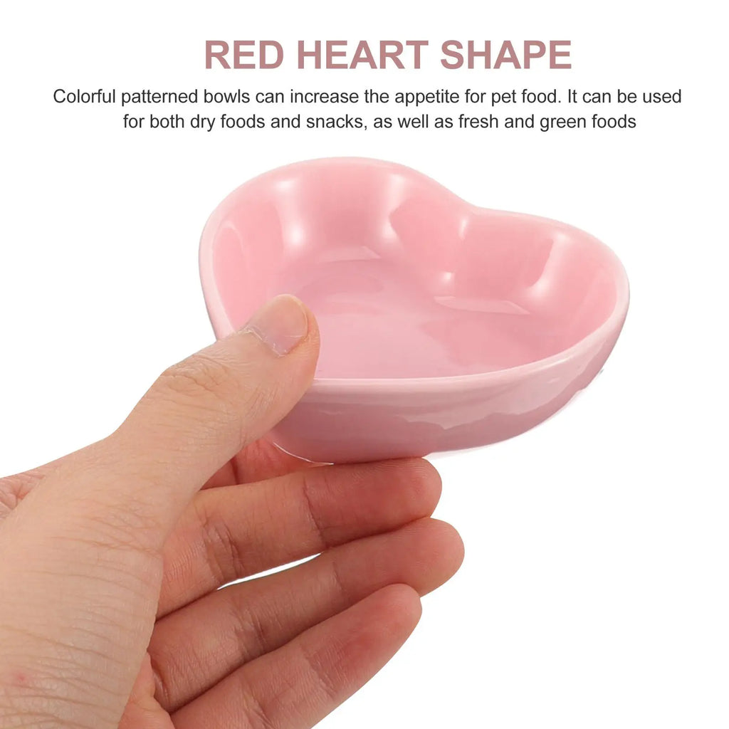 Heart Shape Ceramic Pet Bowl for Hamsters Guinea Pigs Squirrels