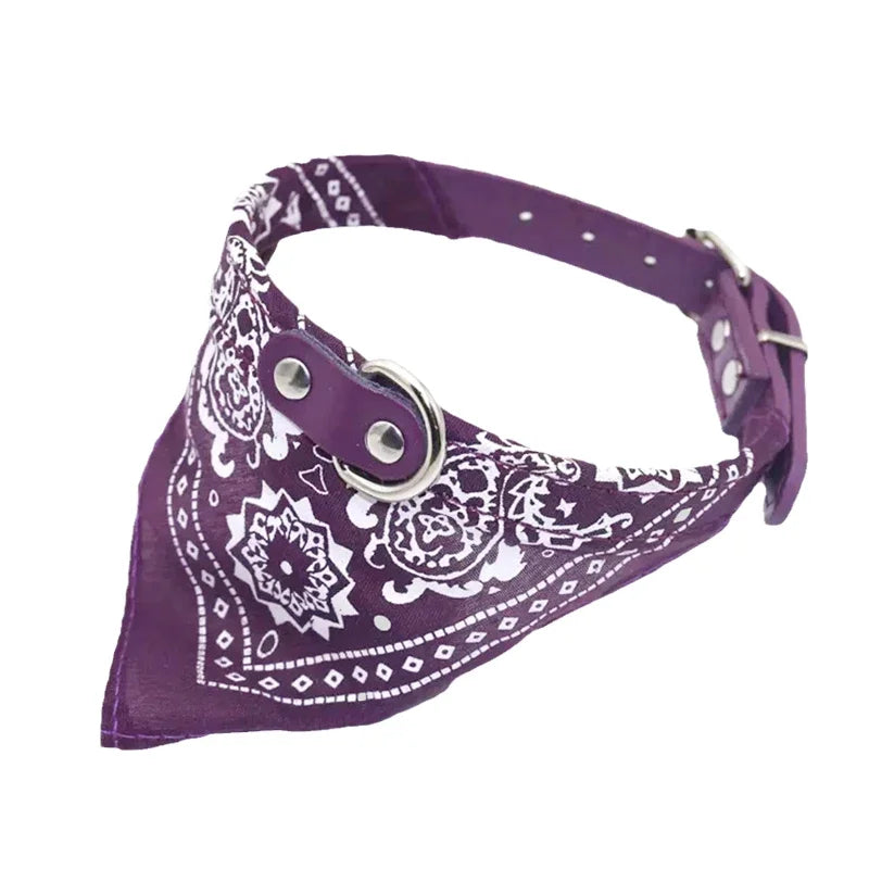 PU Cat Dog Collar Scarf Small Medium Dogs Adjustable Puppy