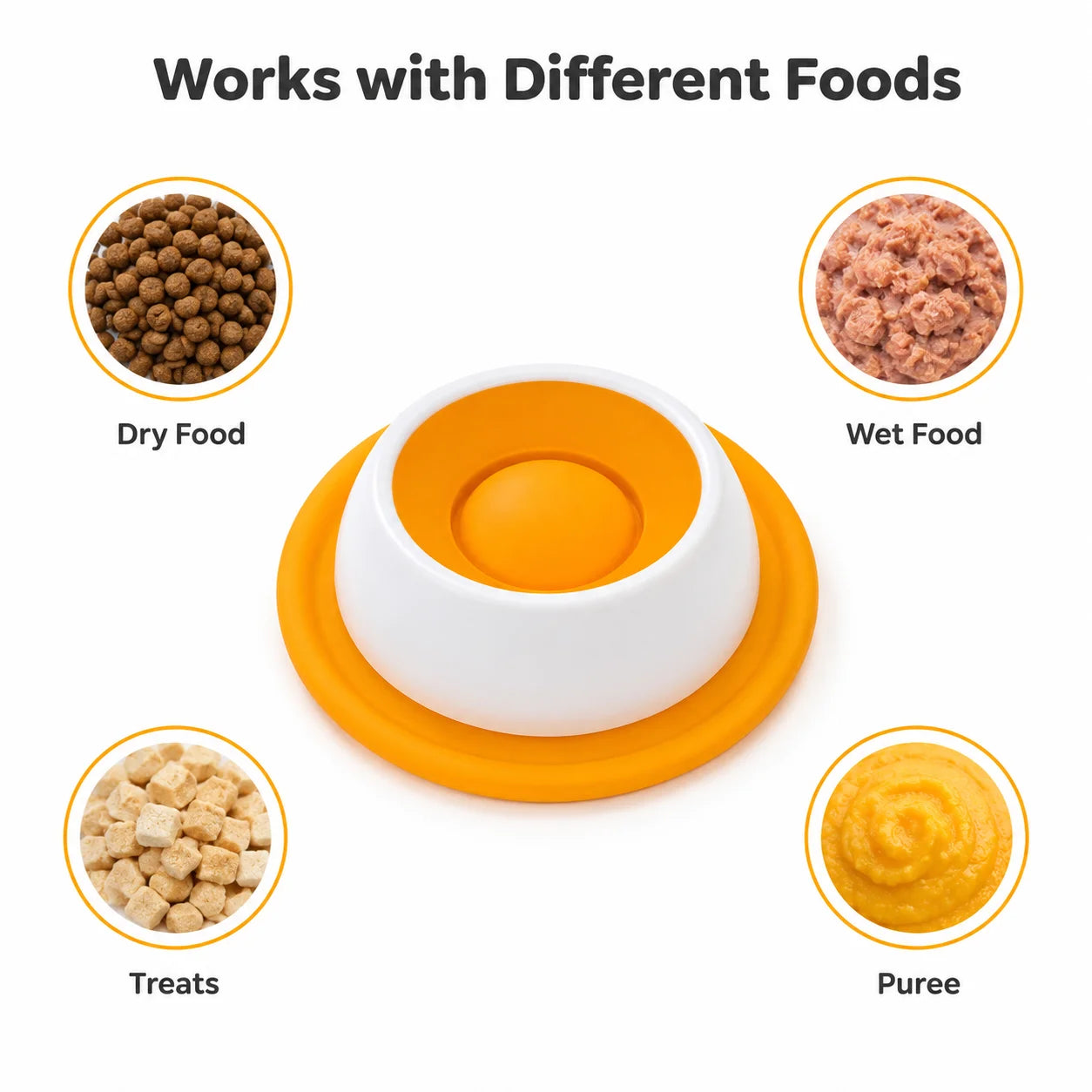 Cat Slow Feeder Bowl with Suction Base Interactive Pet Lick Bowl for Wet Dry Food Treats Anti-Slip Cat Feeding Dish for Healthy
