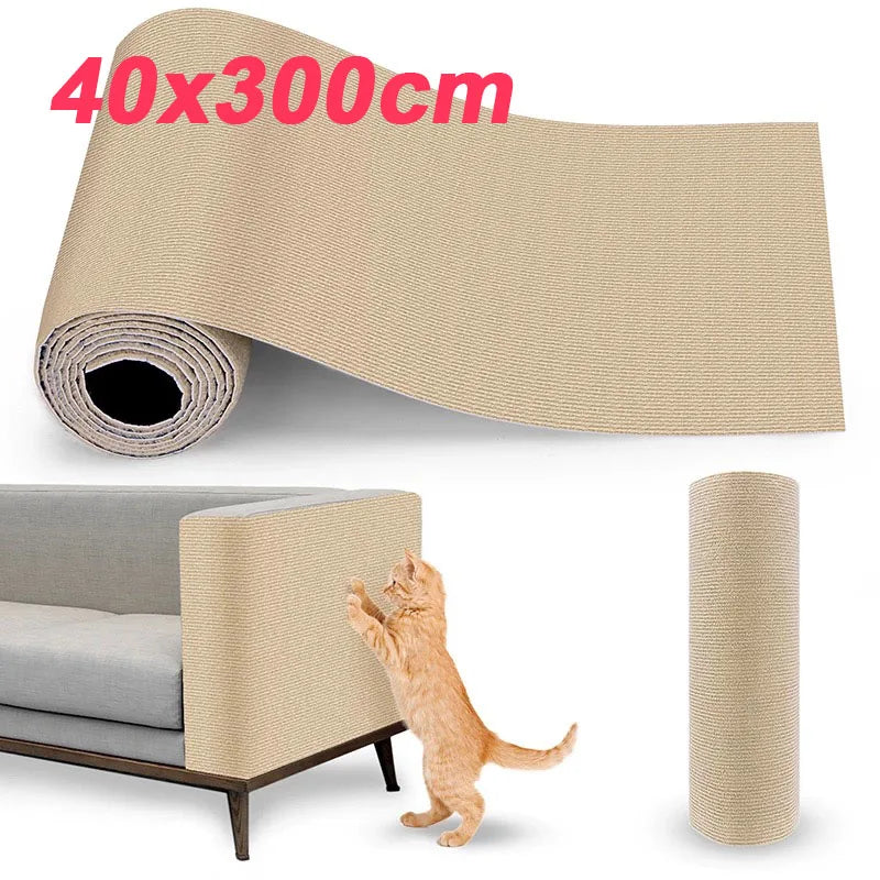 Large Self-Adhesive Cat Scratch Mat Sofa Protector - Trimmable 40x300cm