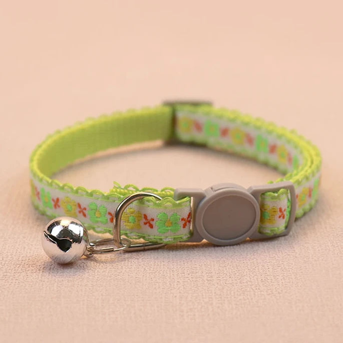 Floral Embroidered Cat Collar Durable Lace Bell Premium