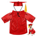 Red graduation costume set with mortarboard hat, tassel, and short-sleeve robe