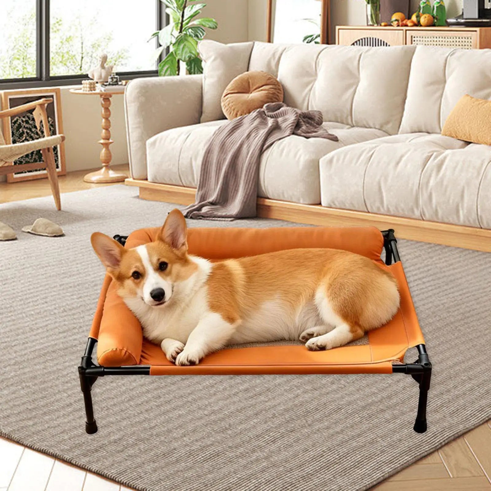 Heavy Duty Elevated Pet Bed Outdoor Spacious Metal Frame Dogs