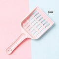 Pink cat litter sand scoop with square grid tray and long handle