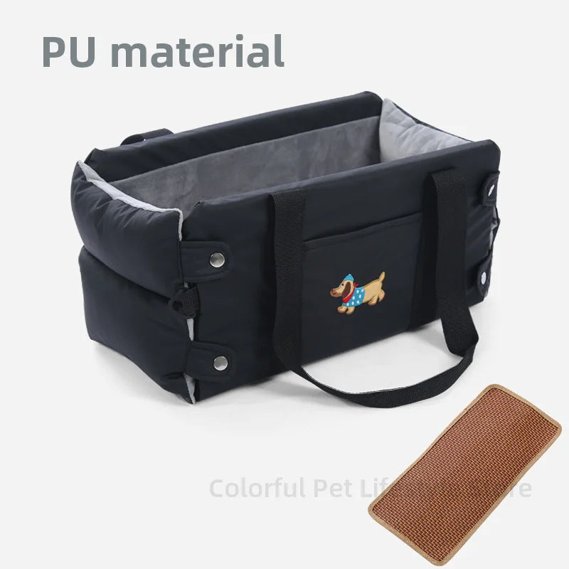 PU Leather Dog Car Seat Central Control Pet Carrier