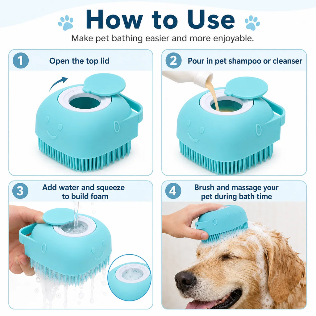 Pet Bath Brush Small Dogs Cats Specialized Washing Massage Scrub Tool