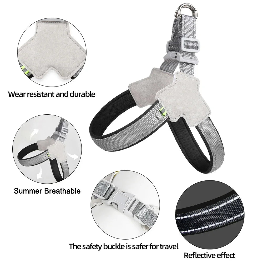 Dog Harness Leash Set Reflective Padded No Pull Vest Adjustable Medium Large