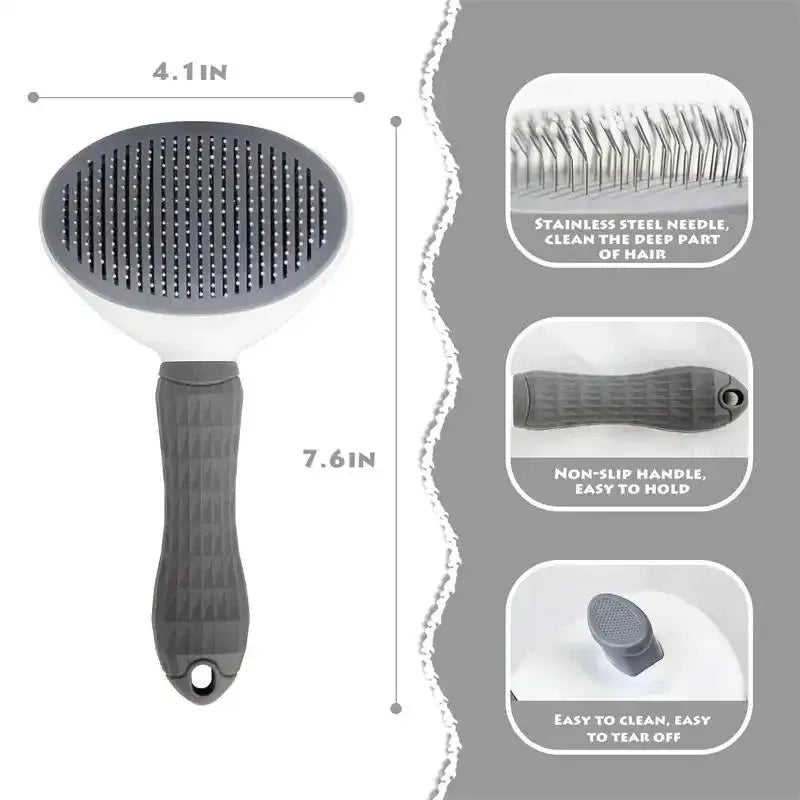 Self-Cleaning Dematting Brush for Dogs and Cats