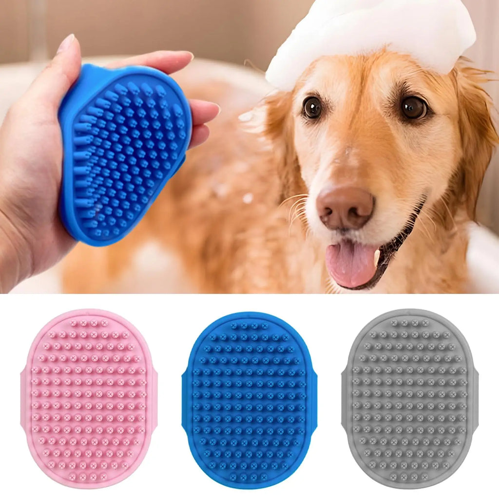 Pet Grooming Bath Massage Brush Soap Shampoo Dispenser Silicone Dogs Cats