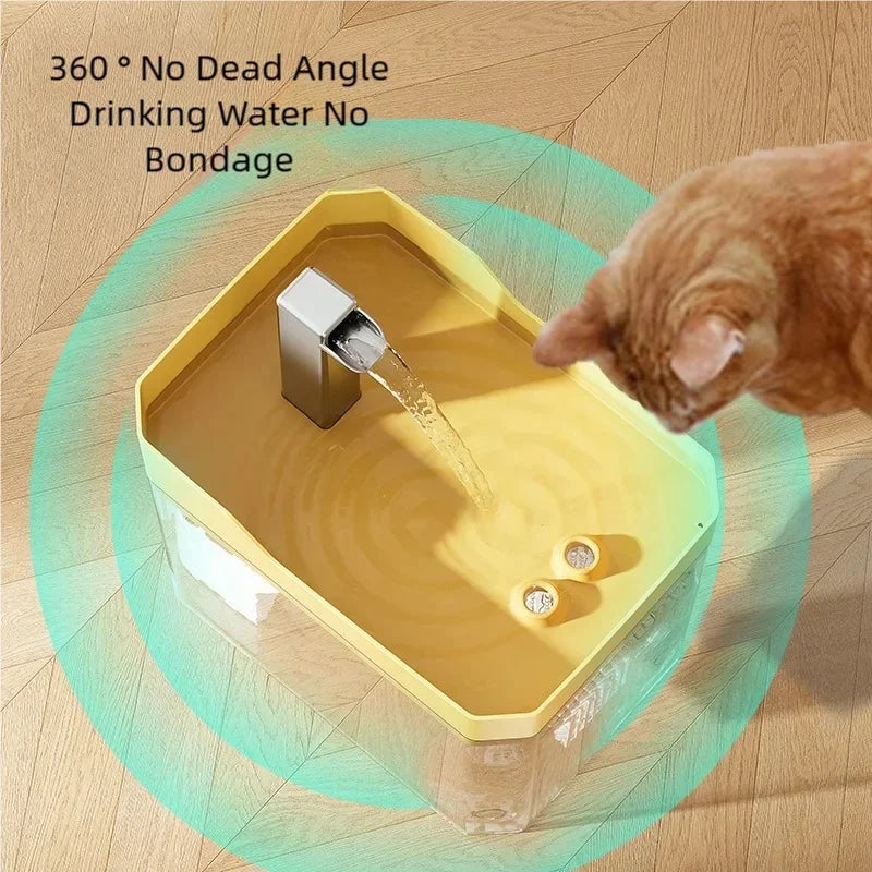 1.5L Transparent Cat Water Fountain Quiet Auto Power Off