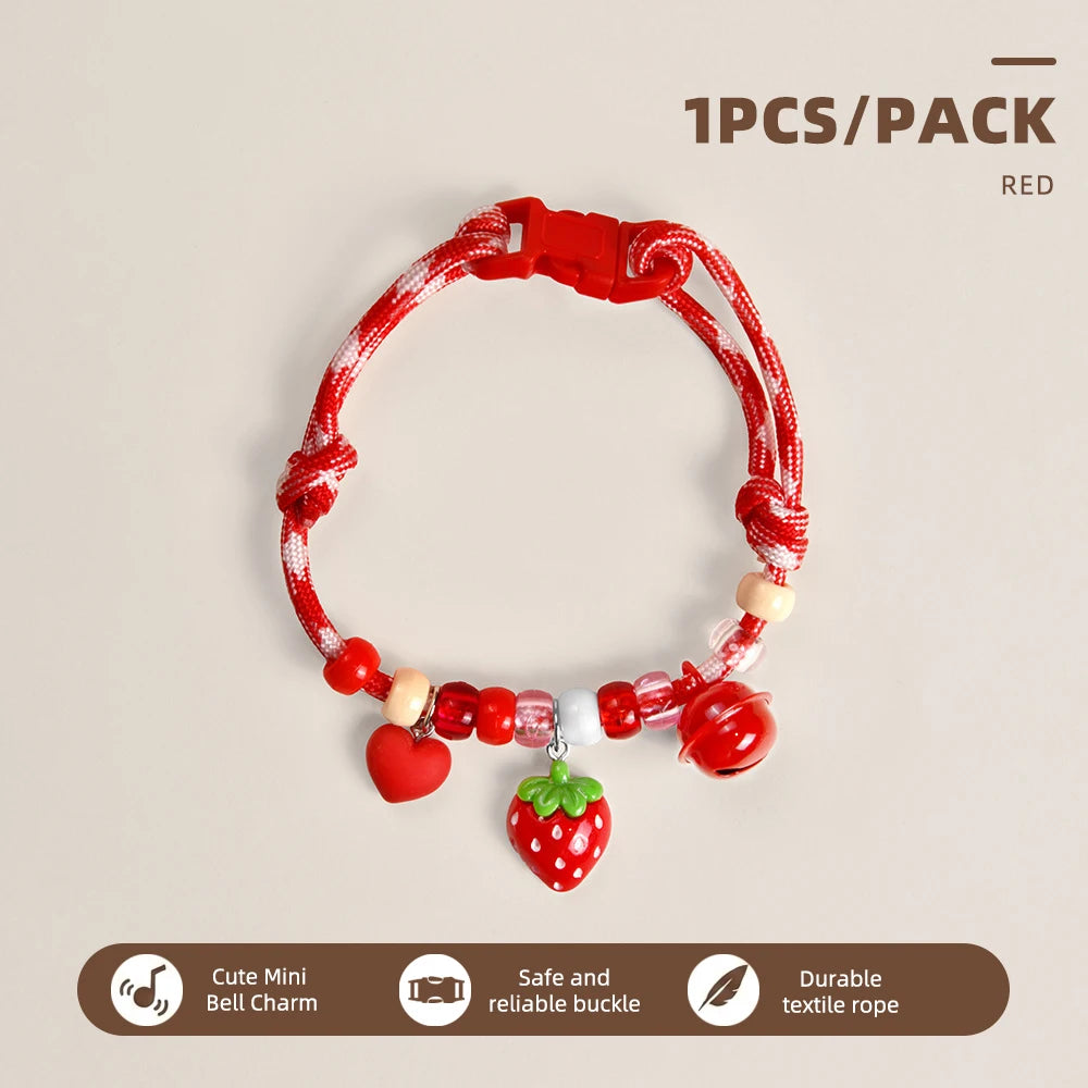 Cute Beaded Pet Collar Adjustable Bell Anti-Lost Cats Dogs
